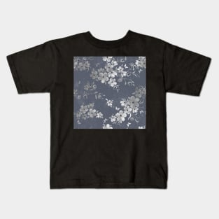 Dark Gray Floral Pattern Kids T-Shirt